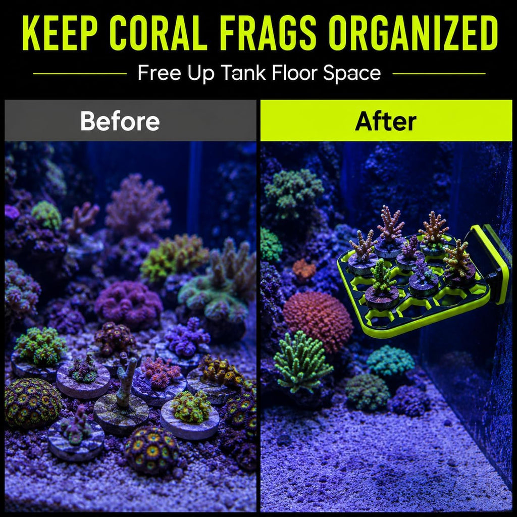 Magnetic Coral Frag Rack 3x3 Inch Reef Tank Frag Holder Compatible with Standard Coral Frag Plugs, Side Mount