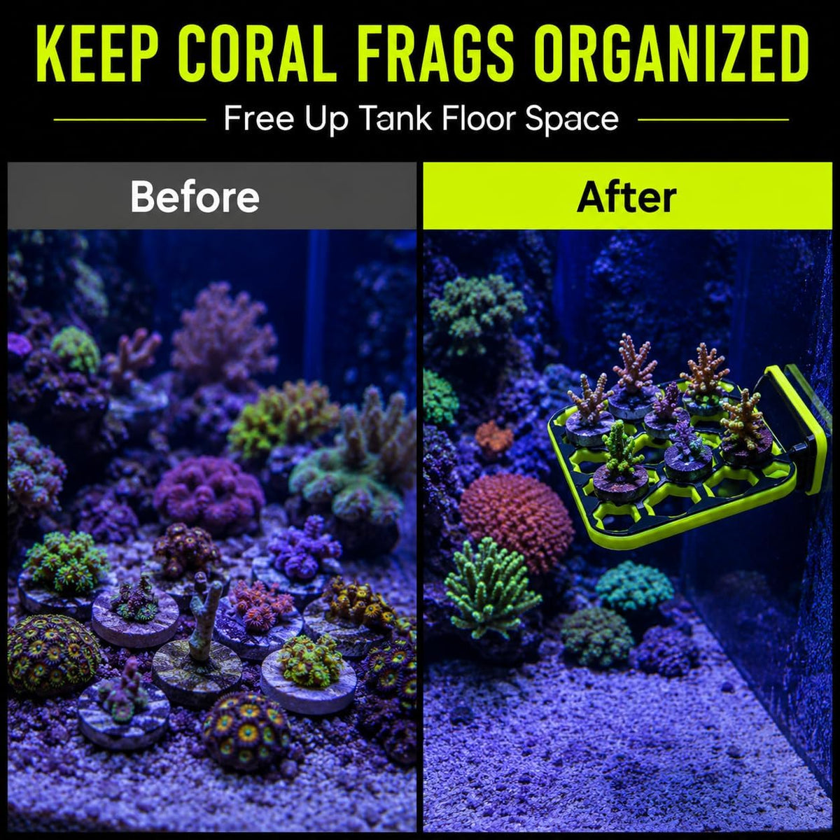 Magnetic Coral Frag Rack 3x3 Inch Reef Tank Frag Holder Compatible with Standard Coral Frag Plugs, Side Mount