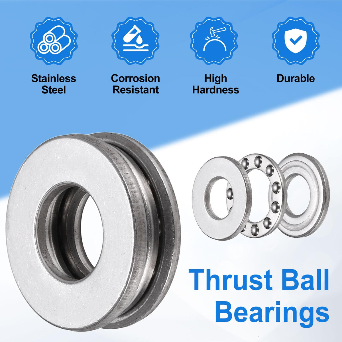 uxcell 4pcs F6-12M Thrust Ball Bearings 6mm Bore 12mm OD 4.5mm Thick