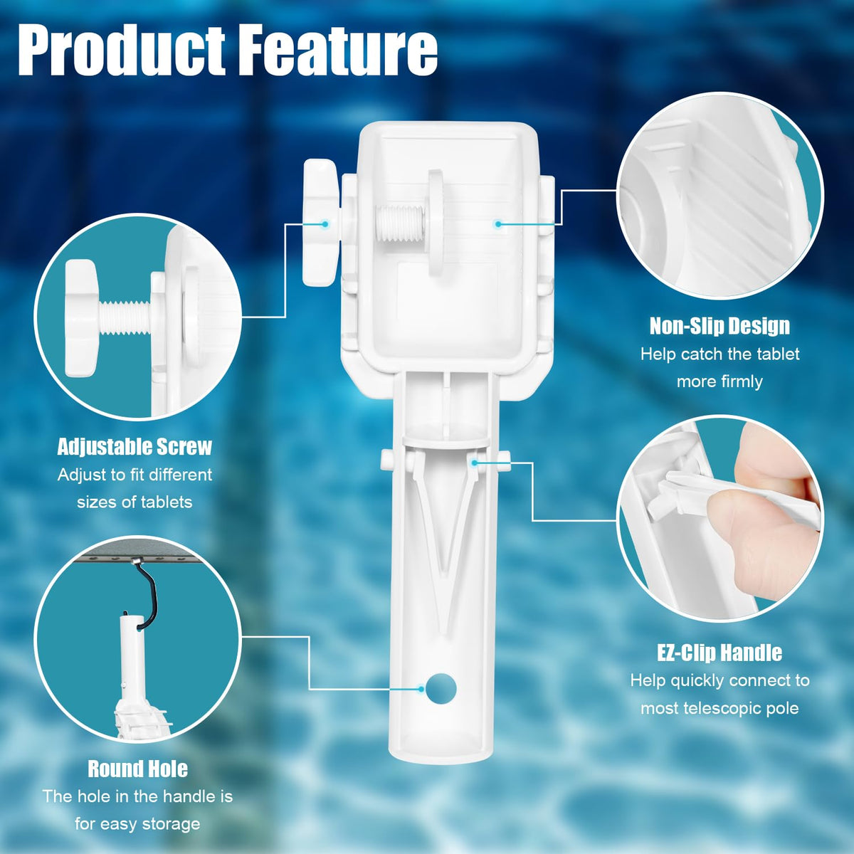 Pool Tab Holder Tablet Holder with EZ-Clip Handle for Pool Care, Fits for 3-Inch Chlorine Tablet