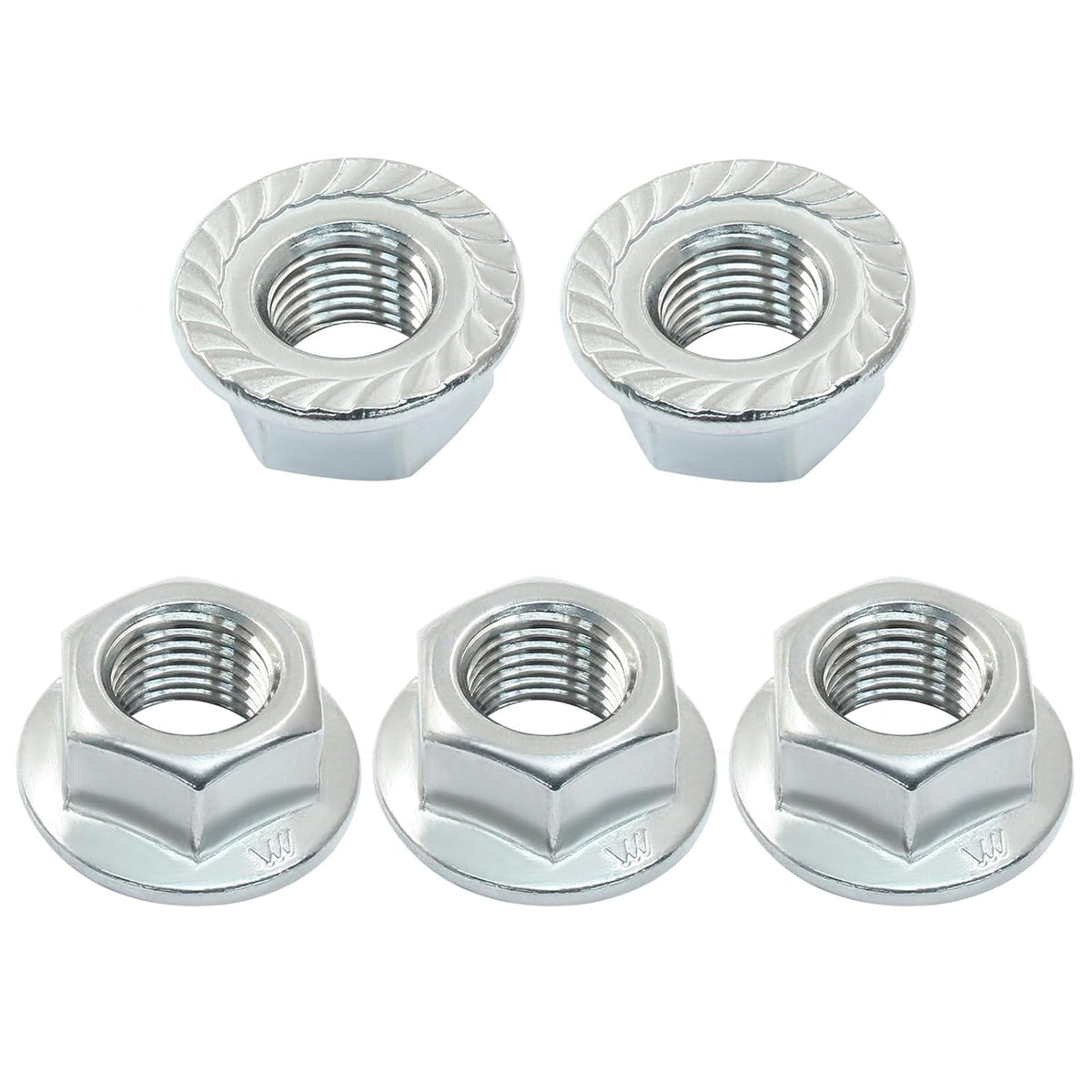 M12/1.25mm Serrated Flange Hex Nuts, 5Pcs