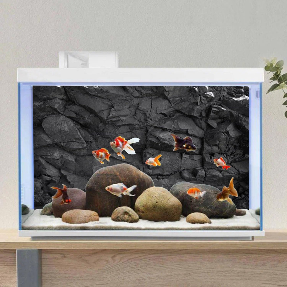 72x24 inches Stone Aquarium Backdrop Black Rock Fish Tank Background
