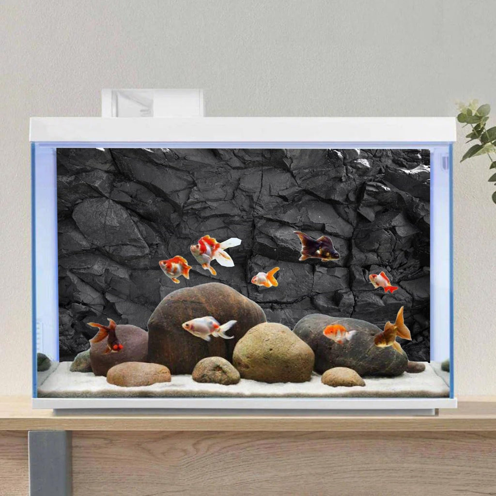 48x24 inches Stone Aquarium Background Black Rock Fish Tank Background