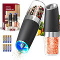 Gravity Electric Salt and Pepper Grinder Set Automatic Salt and Pepper Grinder Set with LED Light, Battery Operated