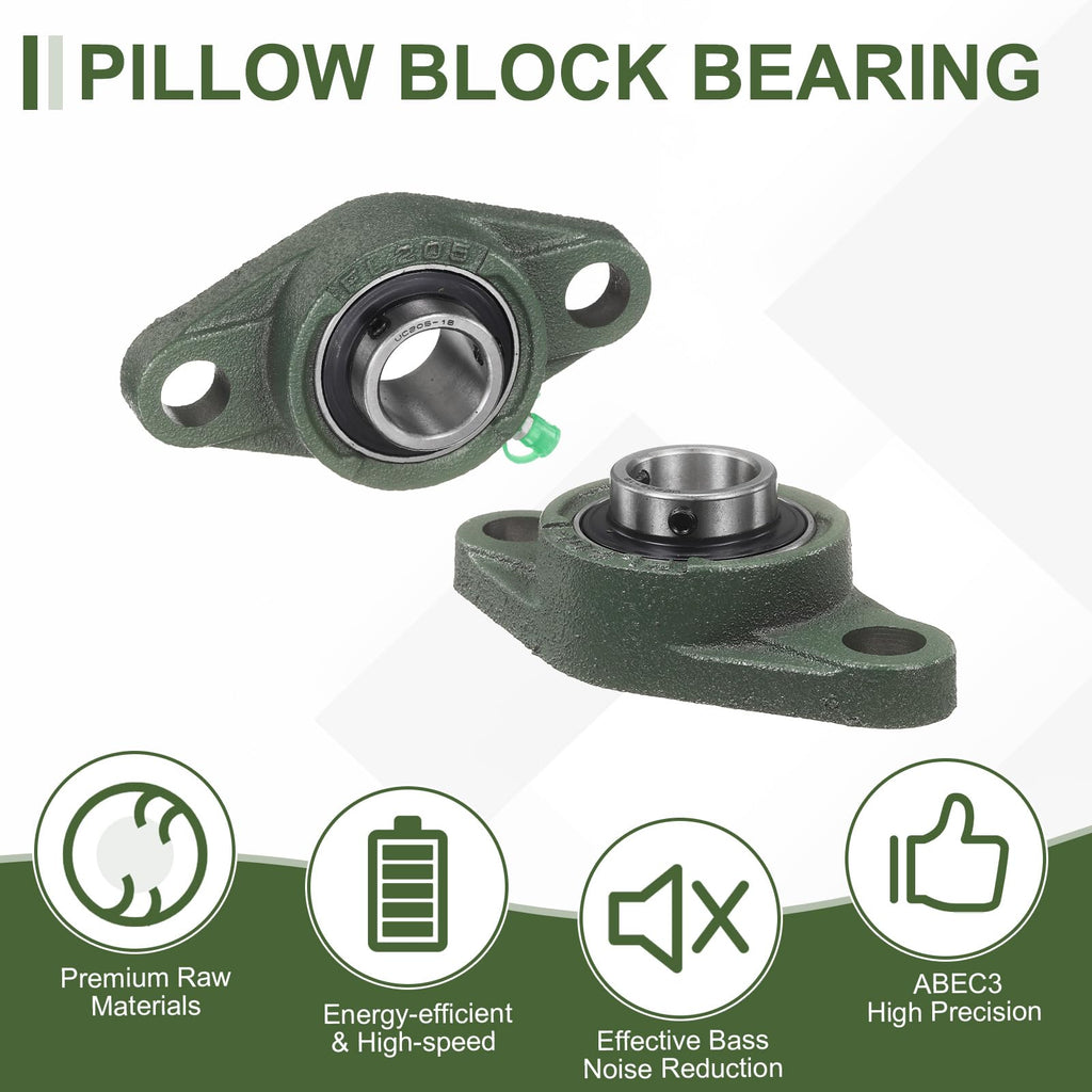 uxcell UCFL202-10 Pillow Block Bearings, 5/8 in Bore Chrome Steel, ABEC3
