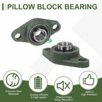 uxcell UCFL202-10 Pillow Block Bearings, 5/8 in Bore Chrome Steel, ABEC3