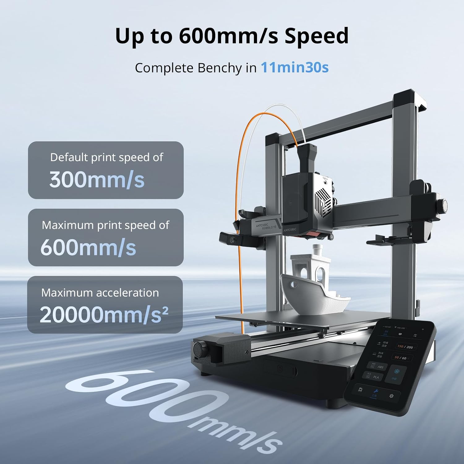 Kobra 3 V2 Combo 3D Printer, 10.0'' x 10.0'' x 10.2'' | Smart Multicolor Printing, Up to 600mm/s Print Speed, Active