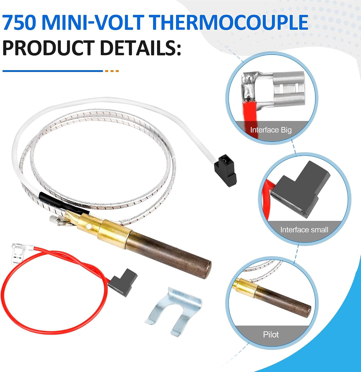 100112328 21" 750mV Thermopile Assembly for Gas Water Heater