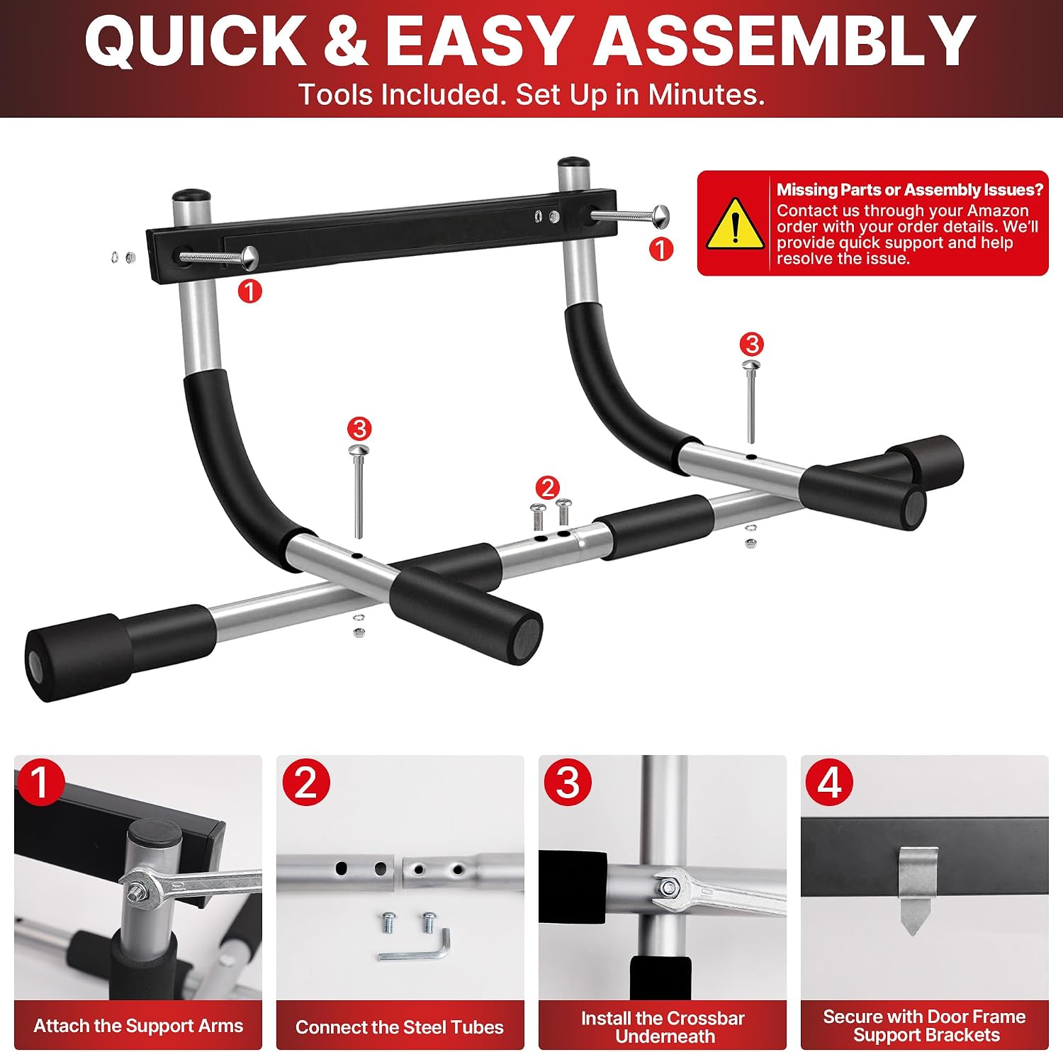 Pull Up Bar for Doorway, Heavy Duty Chin Up Station for Home Gym, Multi-Grip or Adjustable Door Frame Exercise