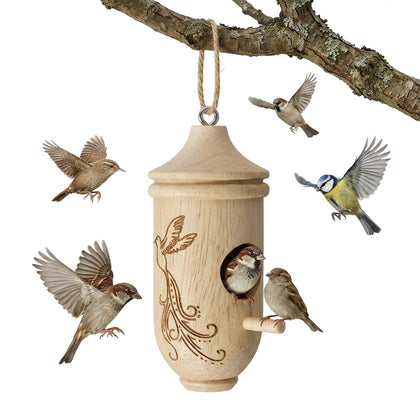 Wooden Hummingbird House for Outside Hanging