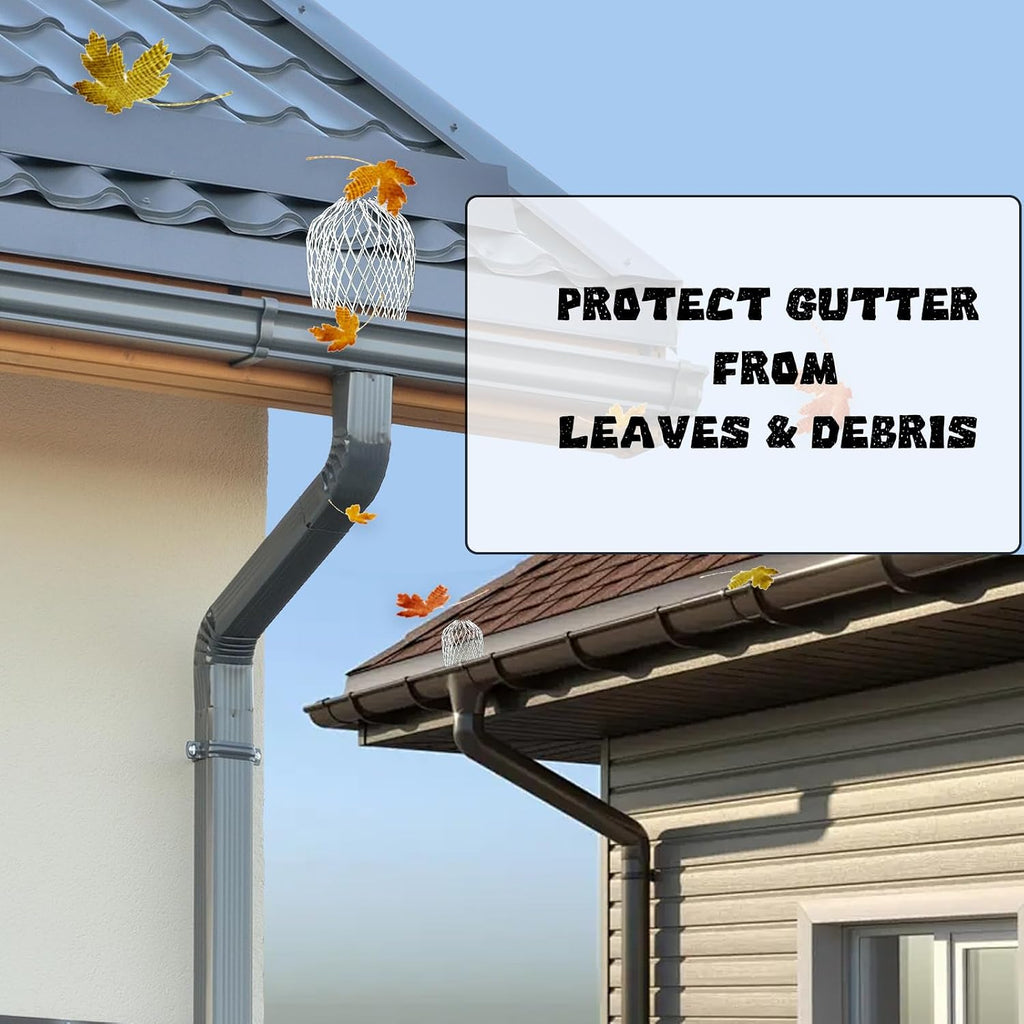 4-Pack 3.5" Expandable Aluminum Downspout Gutter Guards - Leaf & Debris Filter Strainers to Prevent Blockages, Fits