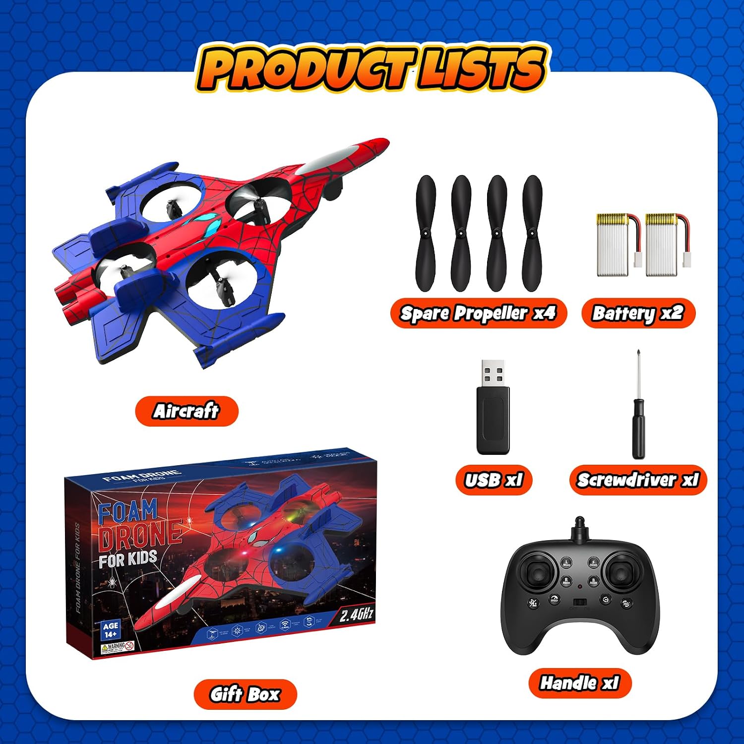 Foam Remote Control Airplanes for Kids Age 8 9 10 11 12 +, Spider Mini Drone for Kids, RC Airplane Fighter Jet with