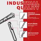 Keewaki 2-Pack 1/2" x 12" SDS Plus Hammer Drill Bits, Cross Tip