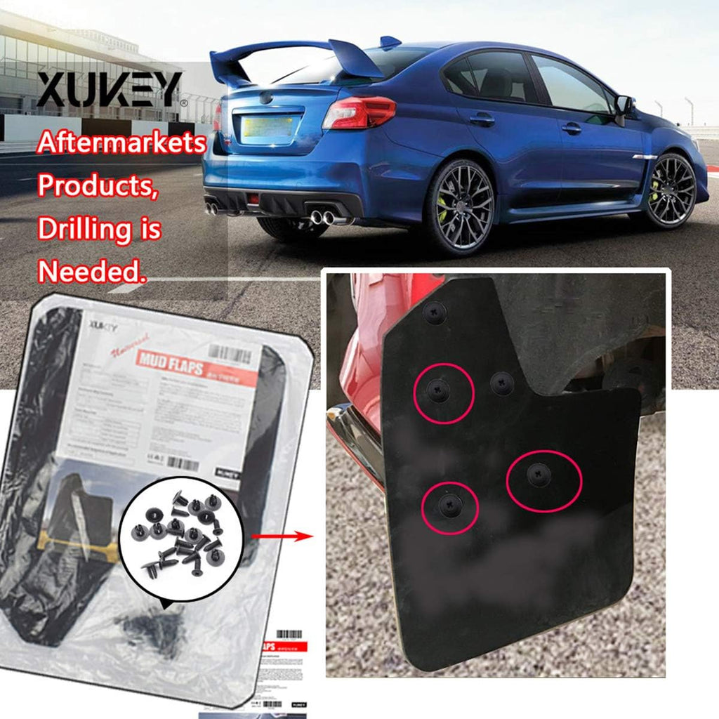 Universal Mud Flaps, Front and Rear Deluxe Molded Black Splash Guards, PP+TPO Plastic, 4-Pack Set with Screw Fixings