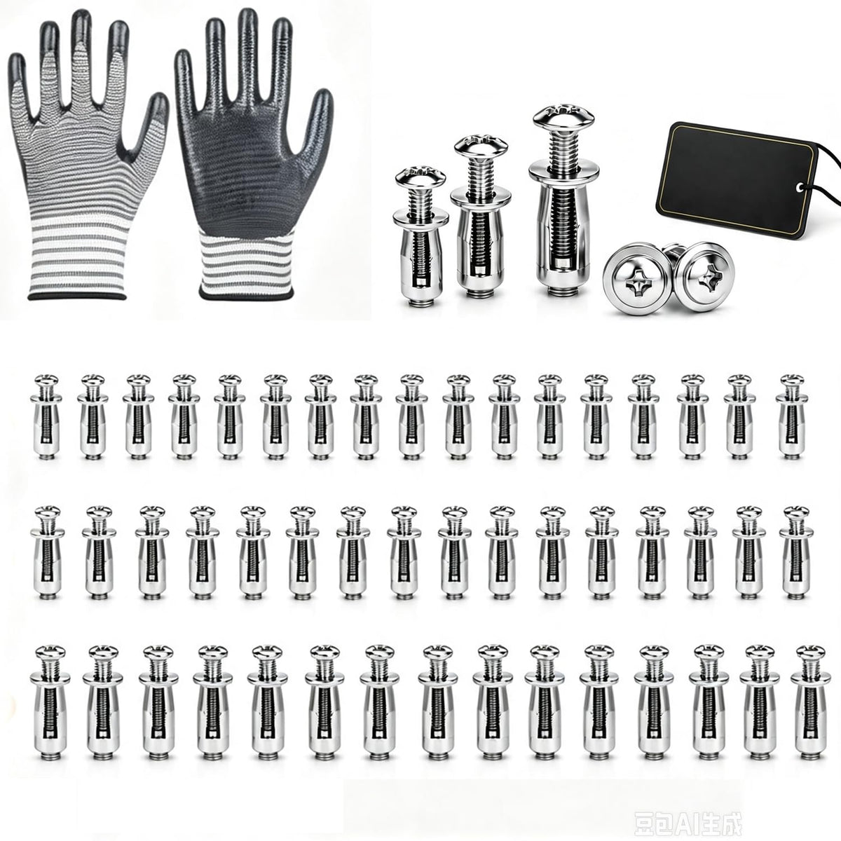 60PCS Button Rivet Locking Nuts Set M4 M5 M6 Flower Nuts with Riveting Tool