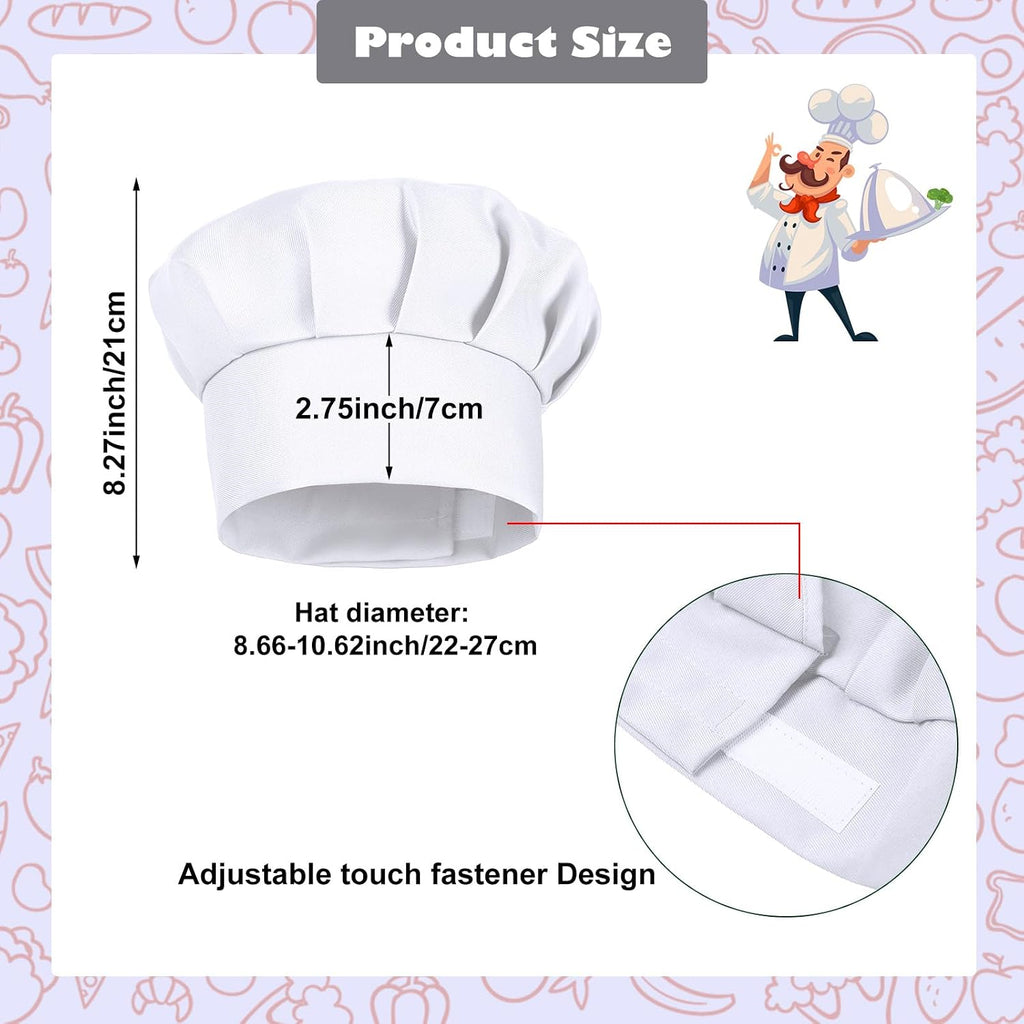 4 Pcs Chef Hats for Kids Adjustable