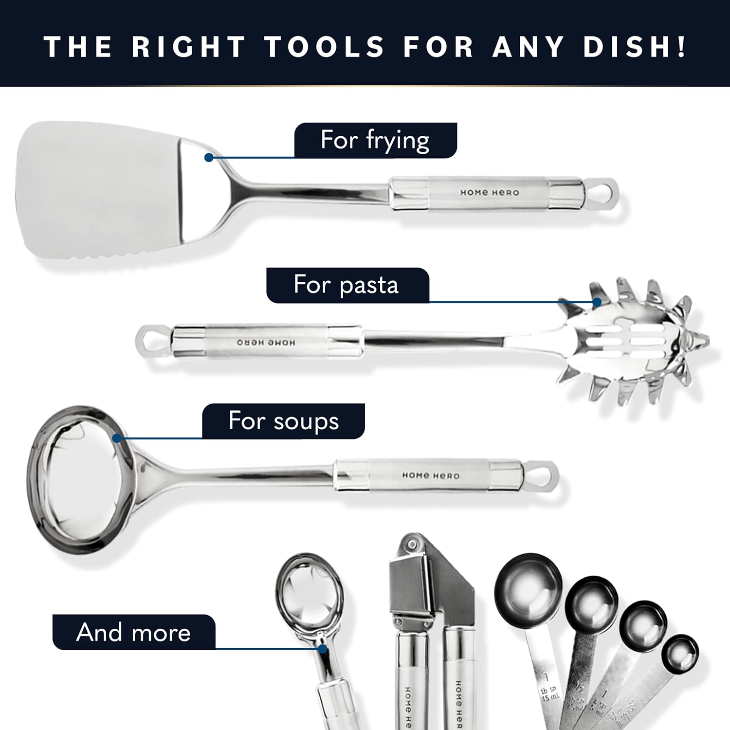54-Piece Stainless Steel Kitchen Utensils Set - Heat-Resistant Nonstick Silicone & Stainless Steel Cooking Utensils