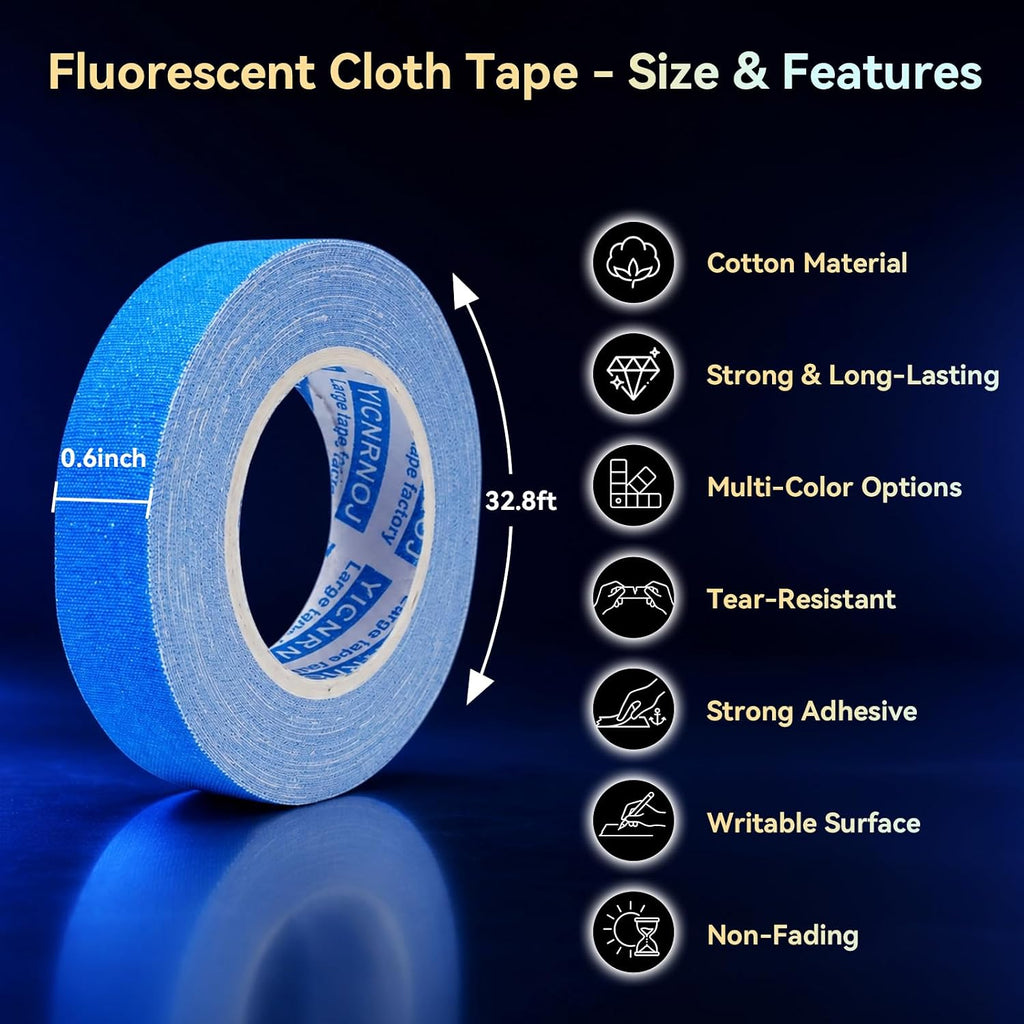6-Pack 0.6in x 32.8ft Neon Gaffer Tape, Strong & Fluorescent Glow