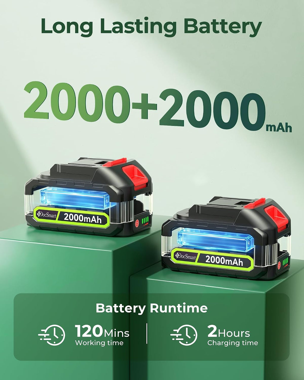 Hedge Trimmers Cordless with Battery, 3000RPM Brushless Motor | Electric Bush Clipper with 2pcs 2000mAh Batteries