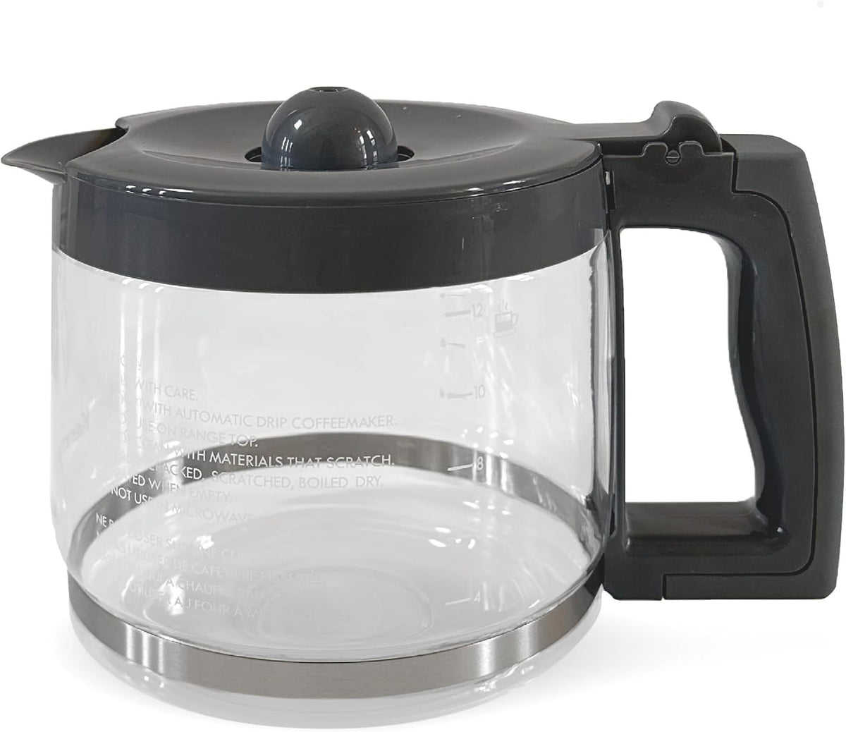 12-Cup Glass Replacement Carafe,Gray, Compatible with Kenmore Coffee Maker KKCM12S-AZ