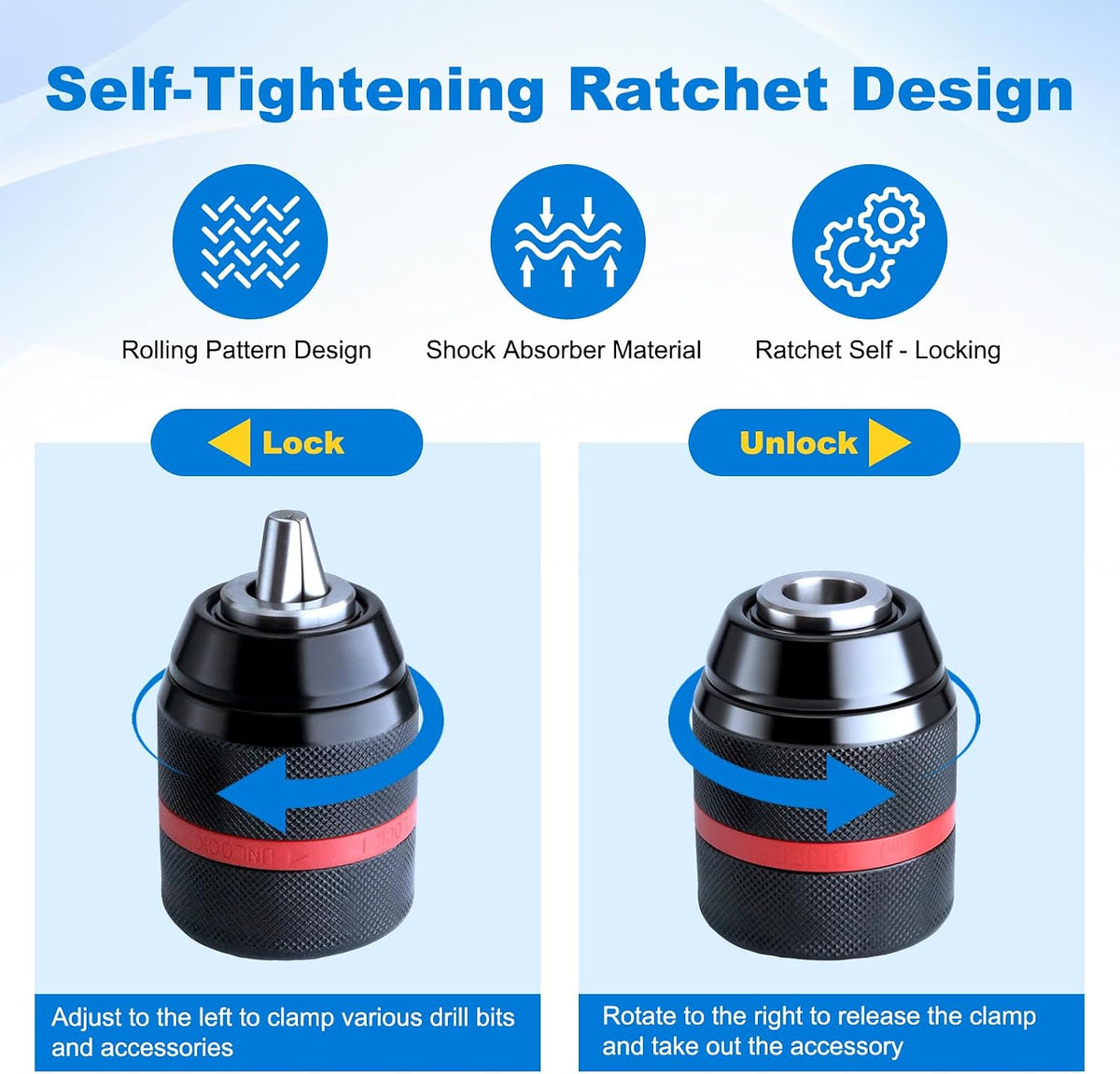 1/2"-20 Keyless Drill Chuck Adapter 3-in-1 for Impact Driver