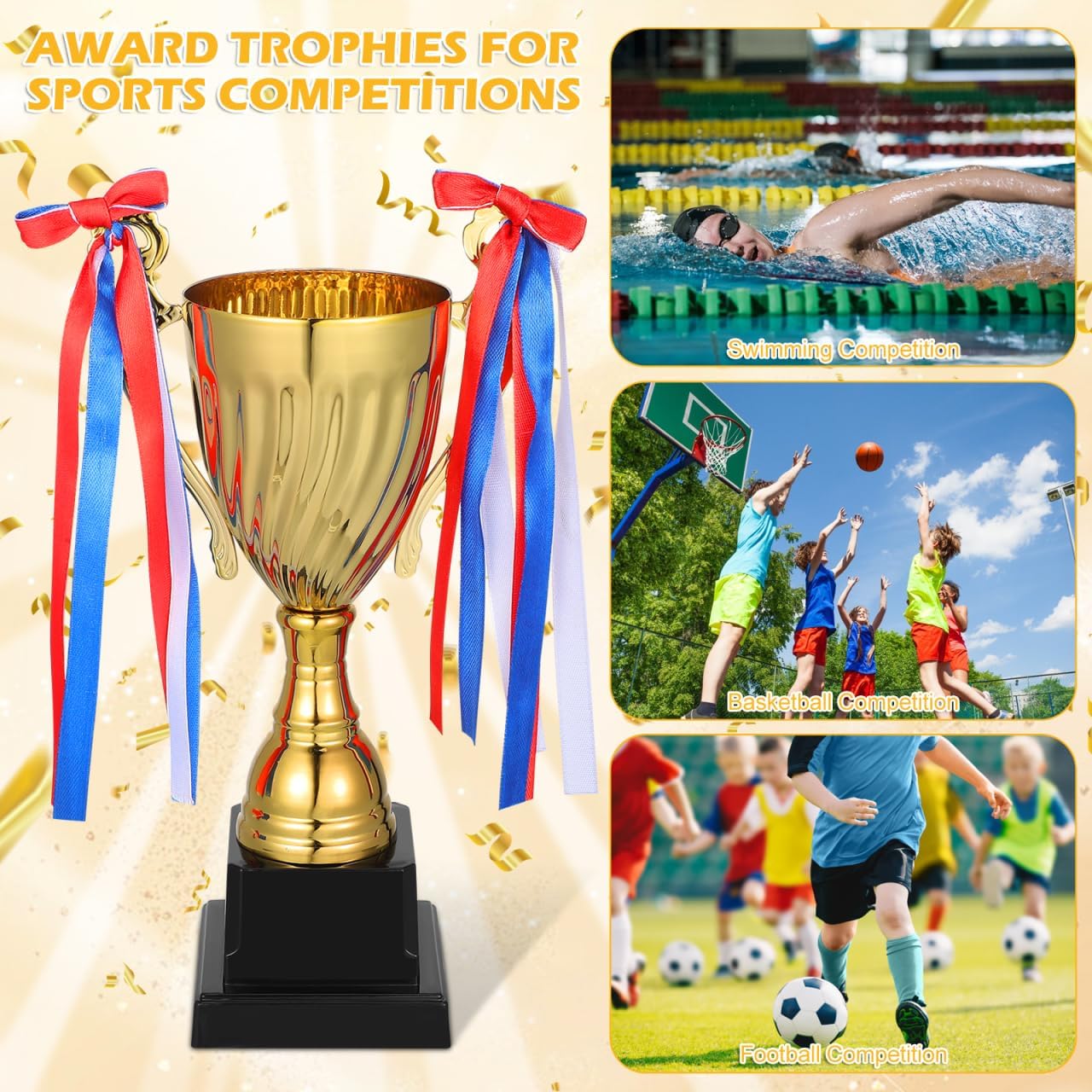 Trophy Cup, 9.6Inch Gold Large Trophy Award Trophies for Sports, Competitions, Tournaments, Party Favors for Winners