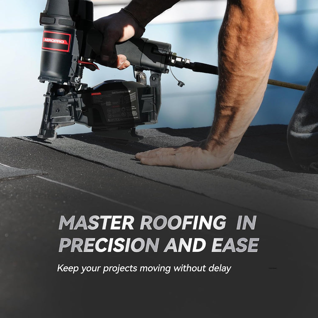 CN45N Pneumatic Roofing Nailer – Professional Heavy-Duty Roofing Nail Gun for 15 Degree 3/4″–1-3/4″ Coil Nails on