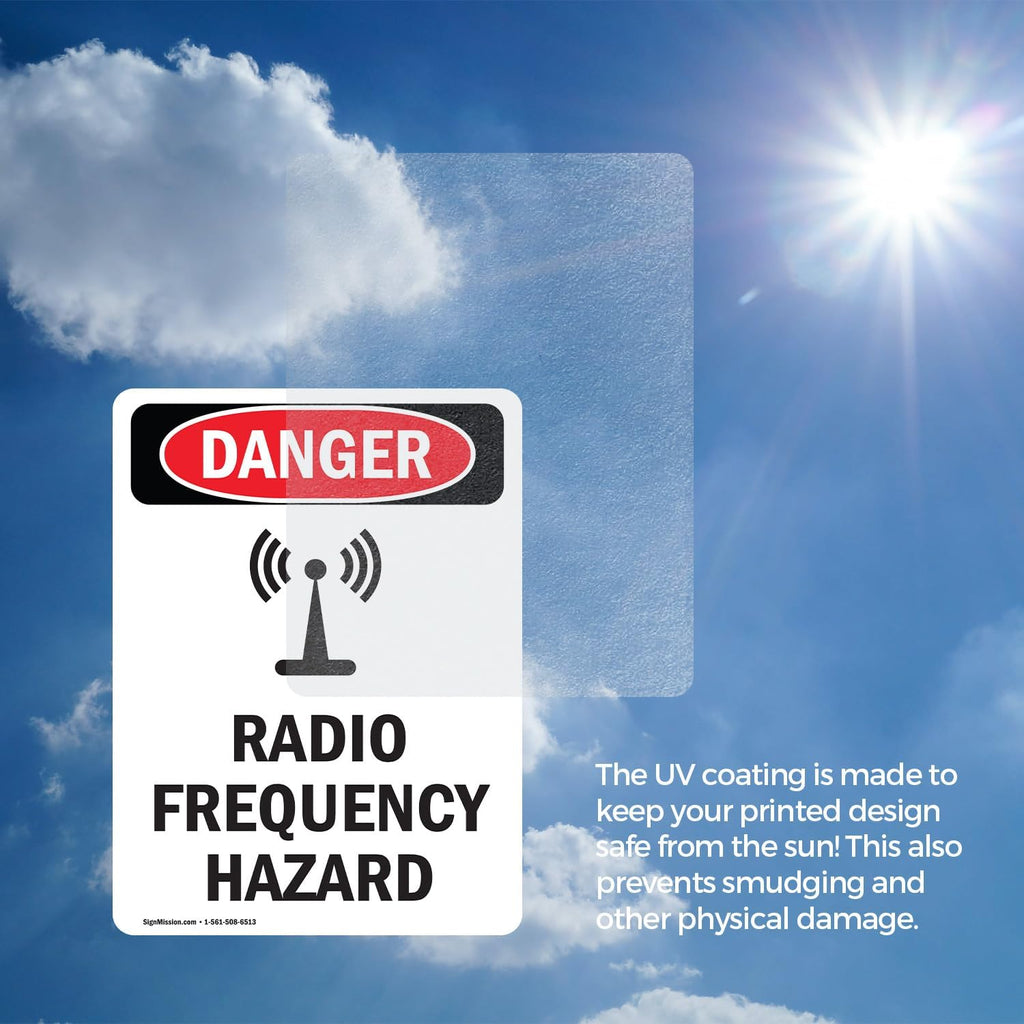 (2 Pack) Radio Frequency Hazard OSHA Danger Sign 5 Inch X 3.5 Inch Vinyl Label Decal Sticker Weather Resistant, UV
