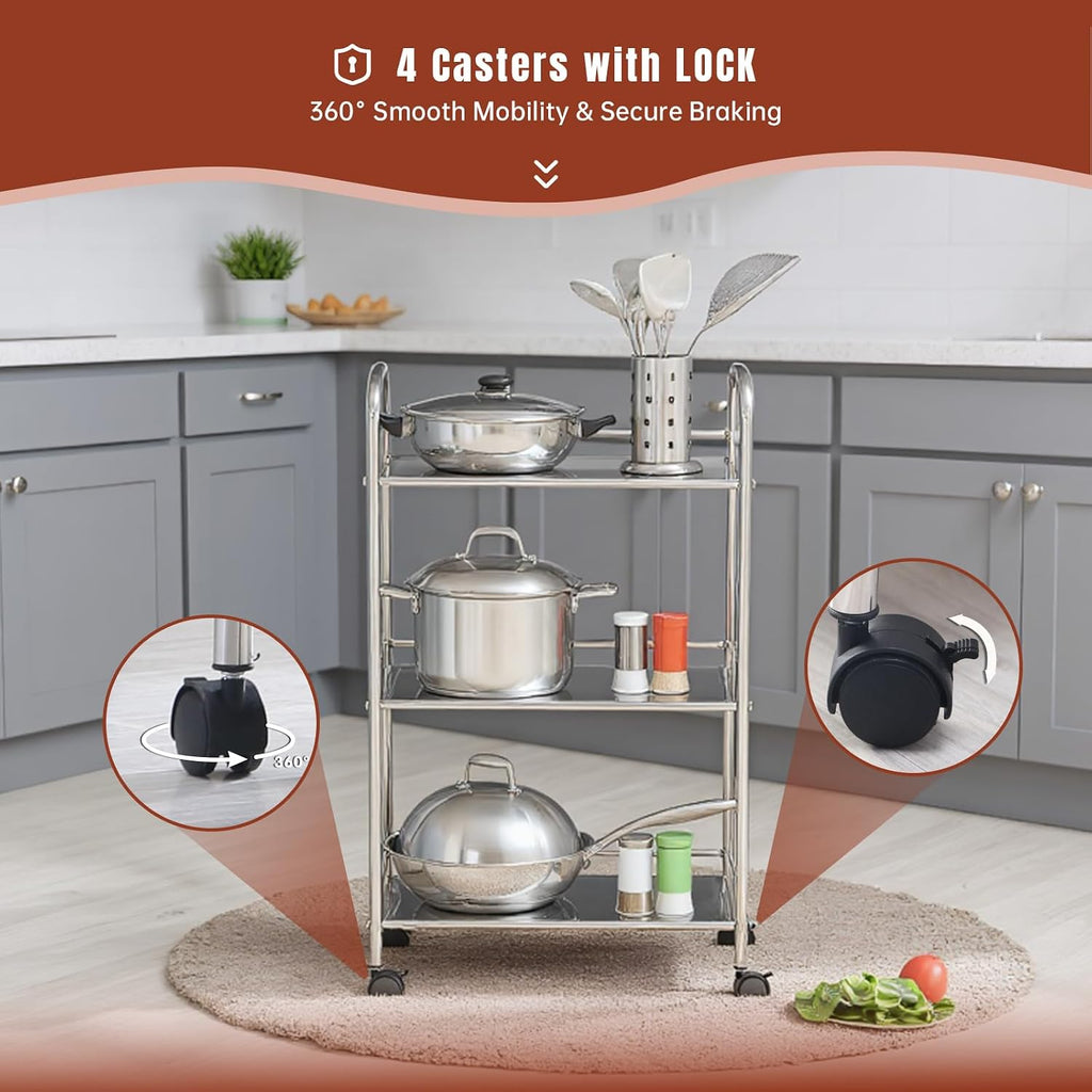 Heavy-Duty NSF 201 Stainless-Steel Rolling Cart
