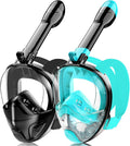 Full Face Snorkel Mask for Adults Teen, Snorkeling Gear with Detachable Camera Mount, Panoramic 180° View, Anti-Fog