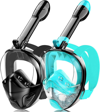 Full Face Snorkel Mask for Adults Teen, Snorkeling Gear with Detachable Camera Mount, Panoramic 180° View, Anti-Fog
