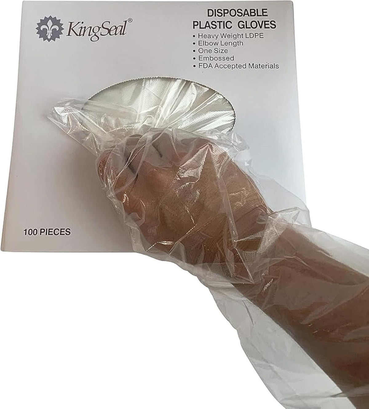 Poly Elbow Length Disposable Gloves, 21 inch Length, Embossed, OSFM