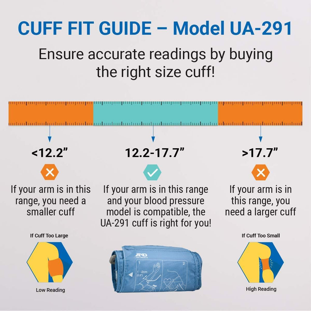A & D Medical Large Cuff Arm Reusable Blood Pressure Cuff UA-291 Blue 1 Each