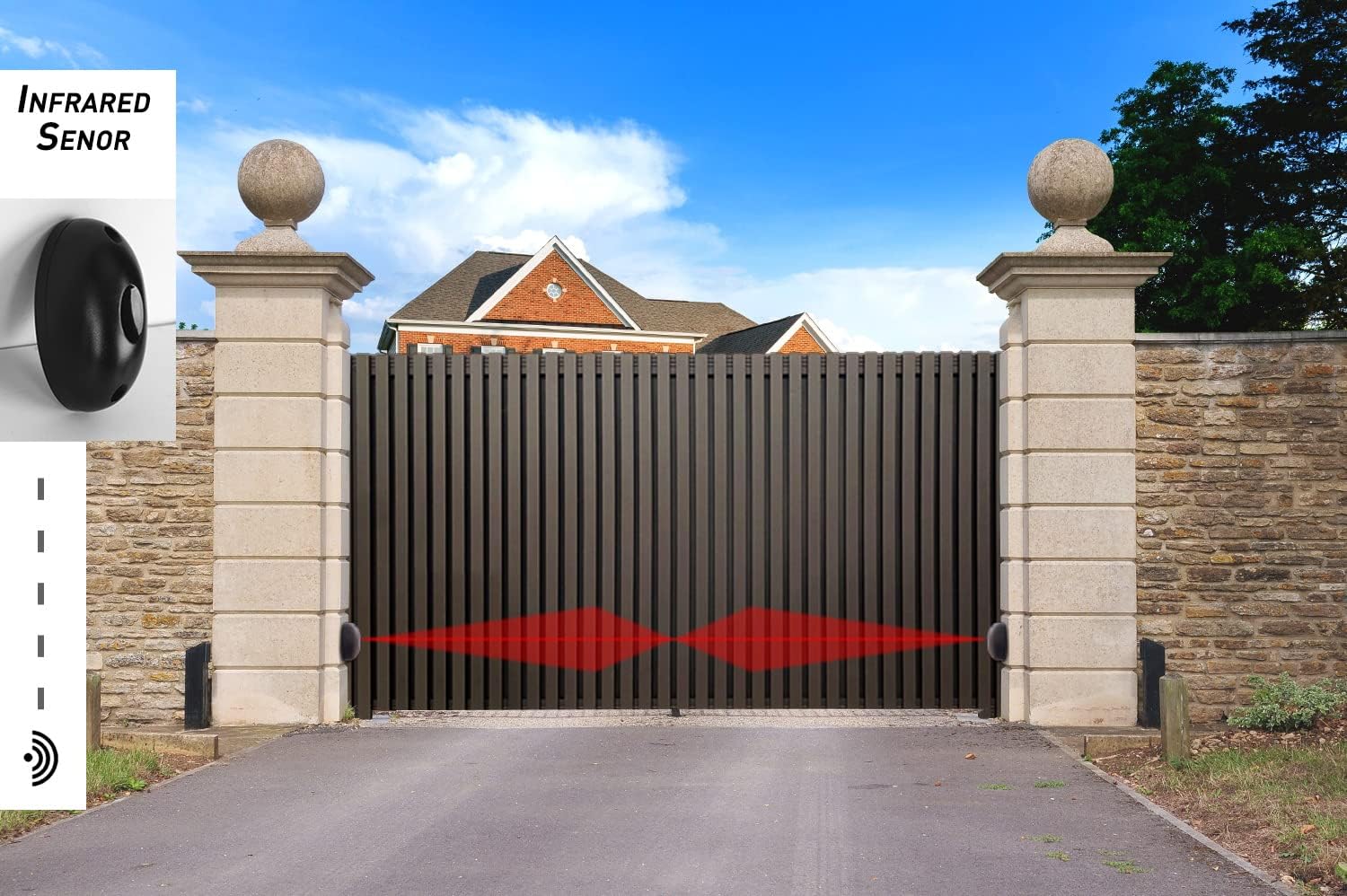 1800lb Automatic Sliding Gate Opener Rack Drive Operator for Heavy Driveway Slide Gates Up to 40 Feet, Rolling Gate