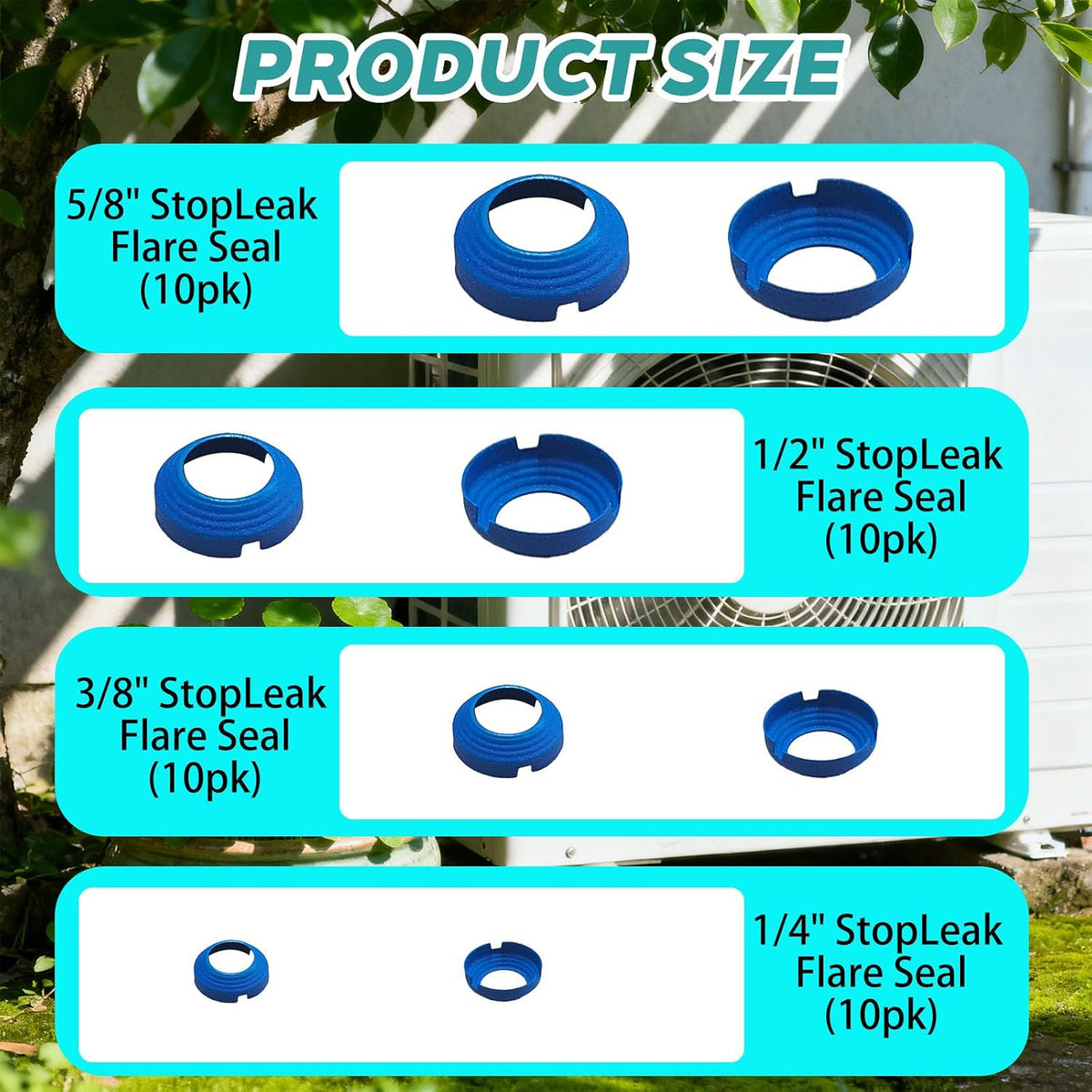 40 Pack Leak Free SAE Mini Split Flare Seal Kit (1/4", 3/8", 1/2", 5/8")