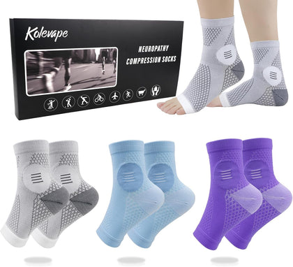 3 Pairs Neuropathy Socks for Women and Men, Toeless Compression Socks | Toeless compression sleeves for daily wear