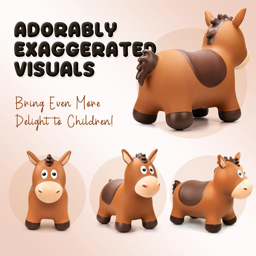 Bouncy Horse for Toddlers 1-3, Inflatable Ride on Bouncy Animal Hopper Toys for 1 2 3 4 5 Year Old Girl Boy Kids