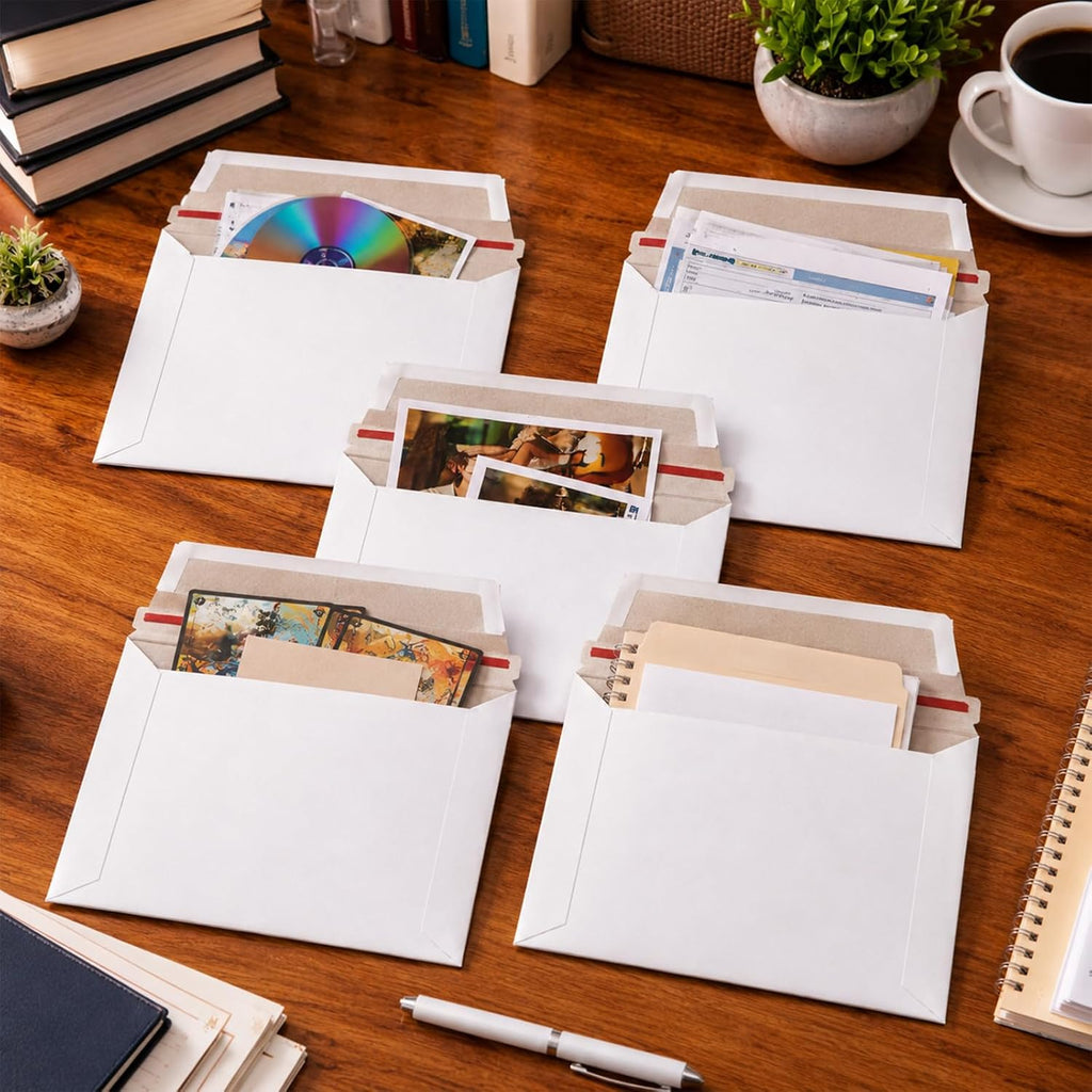 100 Pcs 6.5 x 4.5 Inch Rigid Mailers with Self Seal Envelopes Photo Document Mailers Stay Flat Cardboard Envelopes
