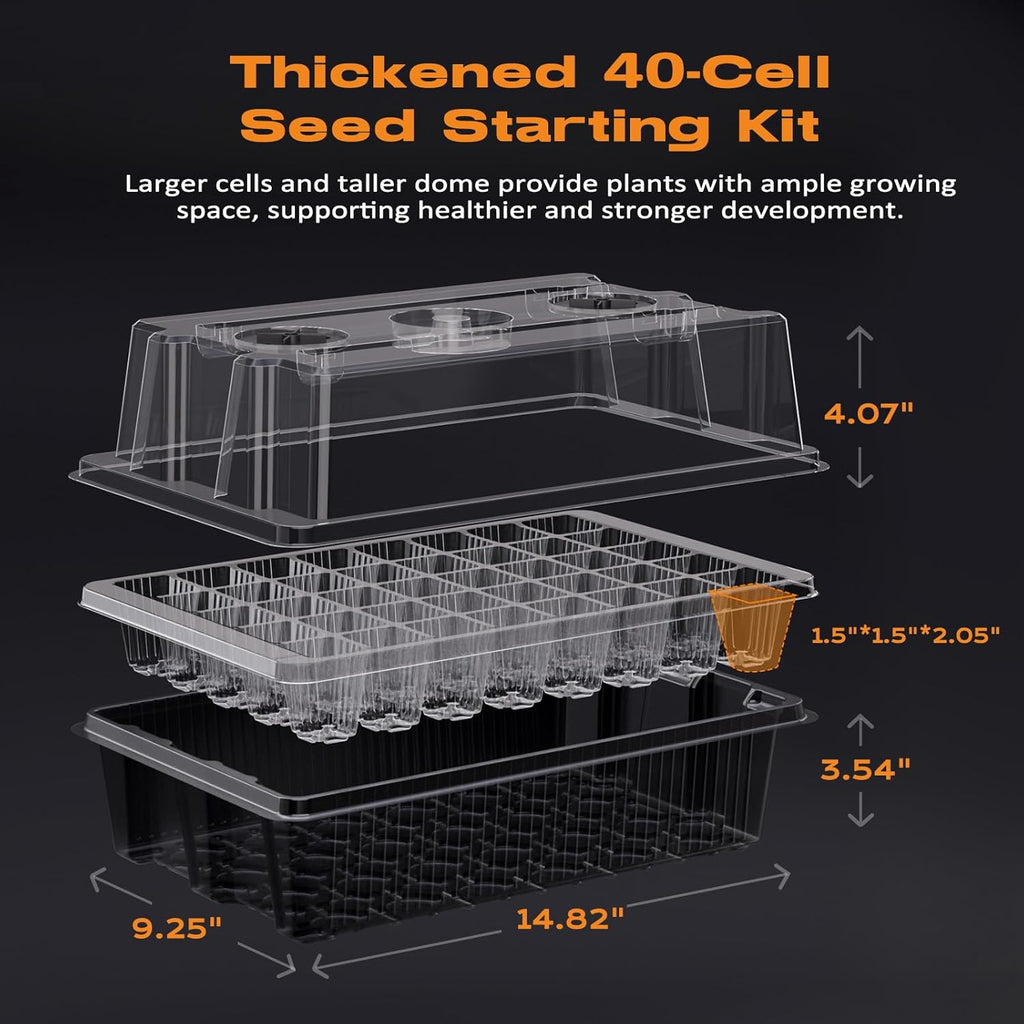 80-Cell Self-Watering Seed Starter Tray with Grow Light, Seed Starter Kit with 4.07” Humidity Dome, Indoor Seedling