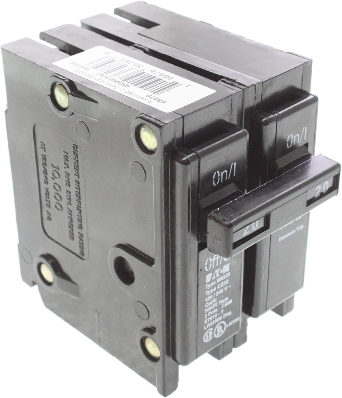 Eaton BR220 Plug-On Circuit Breaker, BR, 20-Amp, 2-Pole, 120-Volt (5 Pack)
