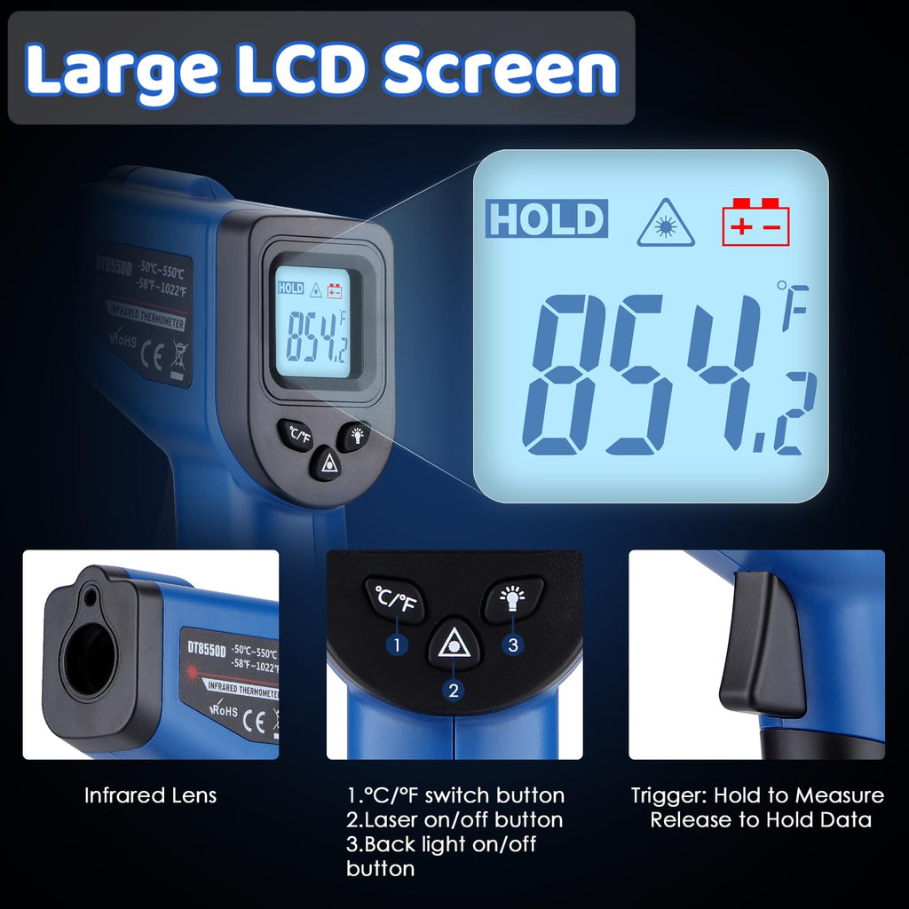 Digital Laser Thermometer for Griddle,Infrared Temperature Gun for Cooking