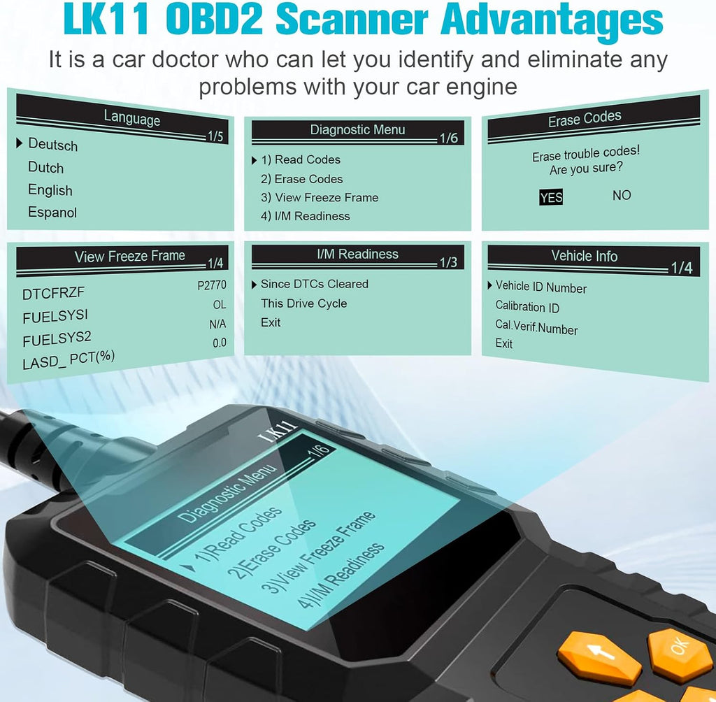 OBD2 Scanner Ease Setup Plug-Play: Clear Reset Engine Error Code | Professional Code Reader Diagnostic Scan Tools