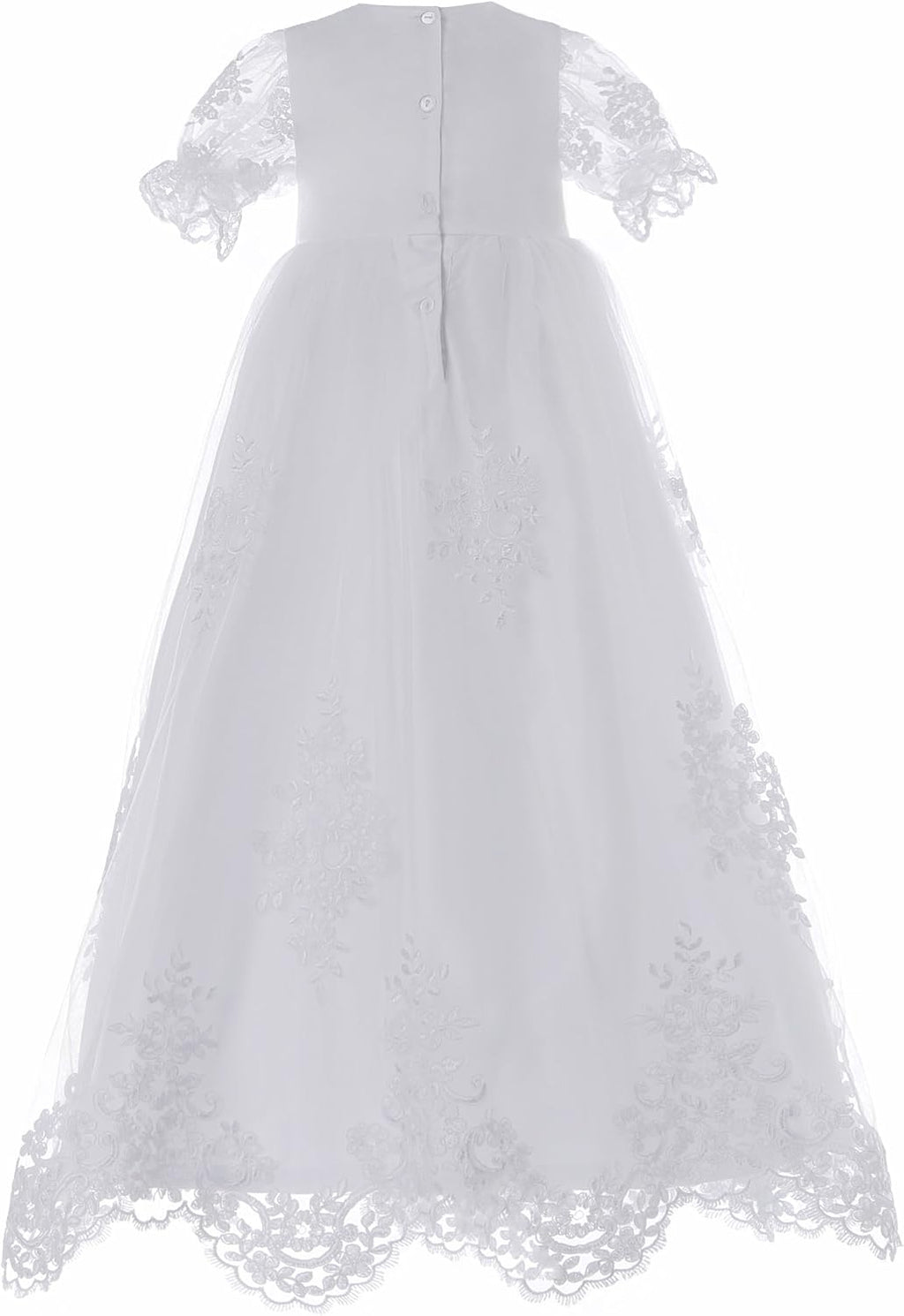 Baby Girls Baptism Delicate Embroideried Gown with Bonnet for 0-12 Months