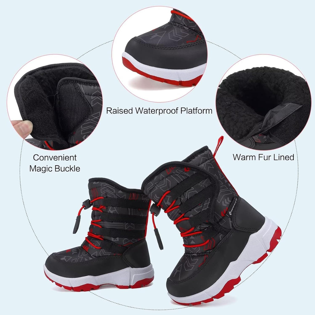 Winter Snow Boots for Boy and Girl Outdoor with Fur Lined(Toddler/Little Kids)