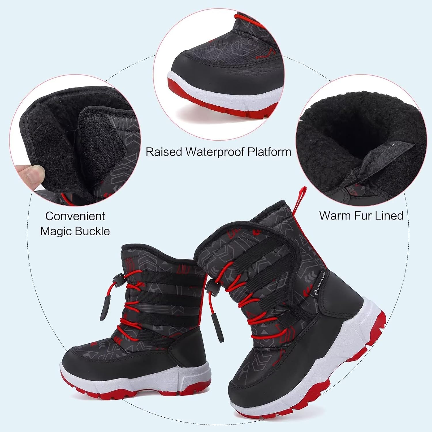 Winter Snow Boots for Boy and Girl Outdoor with Fur Lined(Toddler/Little Kids)