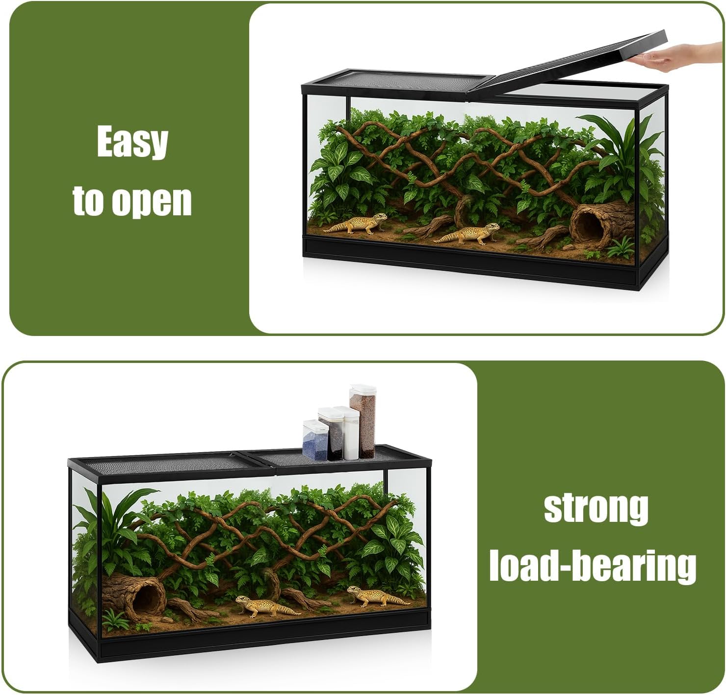 55 Gallon Aquarium Lid with Center Hinge, Fish Tank Screen | Reptile Terrarium Cover, Hinged for Easy Feeding, Mesh