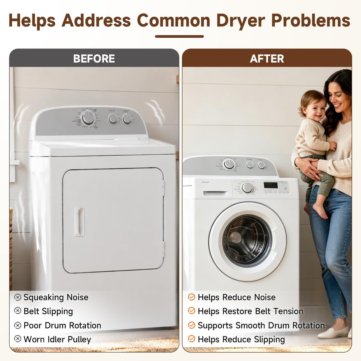 Dryer Repair Kit Includes Drum Belt and Idler Pulley Compatible with Maytag Whirlpool Amana MED5500FC0 MED7000XW3 MED7000XG2 MEDC300BW0 Replace#: WPW10112954 W10837240