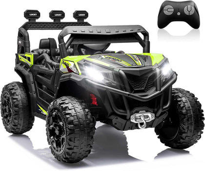 24V Ride on Toys for Big Kids w/Remote Control, 4X75W Motors, Max 4.5MPH, 4WD/2WD Switchable, 4 Shock Absorbers, 19"