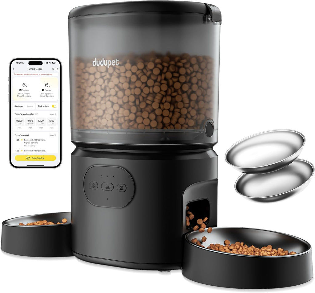 Automatic Cat Feeder for 2 Cats, Dual Cat Feeder with 5G WiFi APP