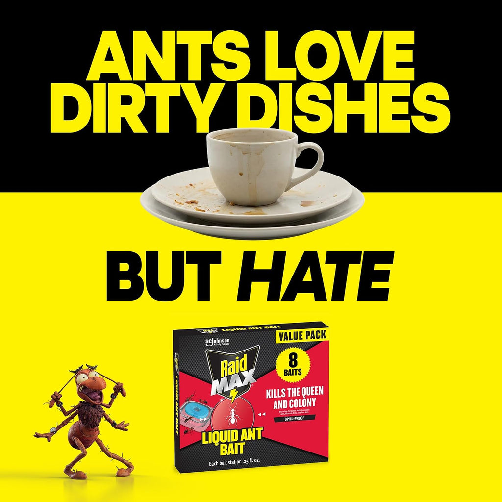 MAX Liquid Ant Bait - Ant Traps Indoor and Outdoor Use – Insect Repellent & Pest Control That Kills Ants Where They